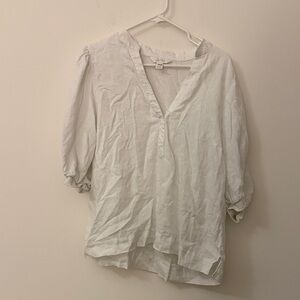 Lilly Pulitzer Women's White V-Neck Linen Blouse